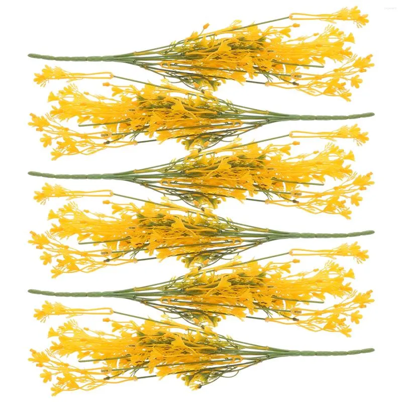 Fiori decorativi 6 pezzi di fiori artificiali di simulazione artigianale gialla, bouquet di piante di scena Po per la festa di nozze a casa
