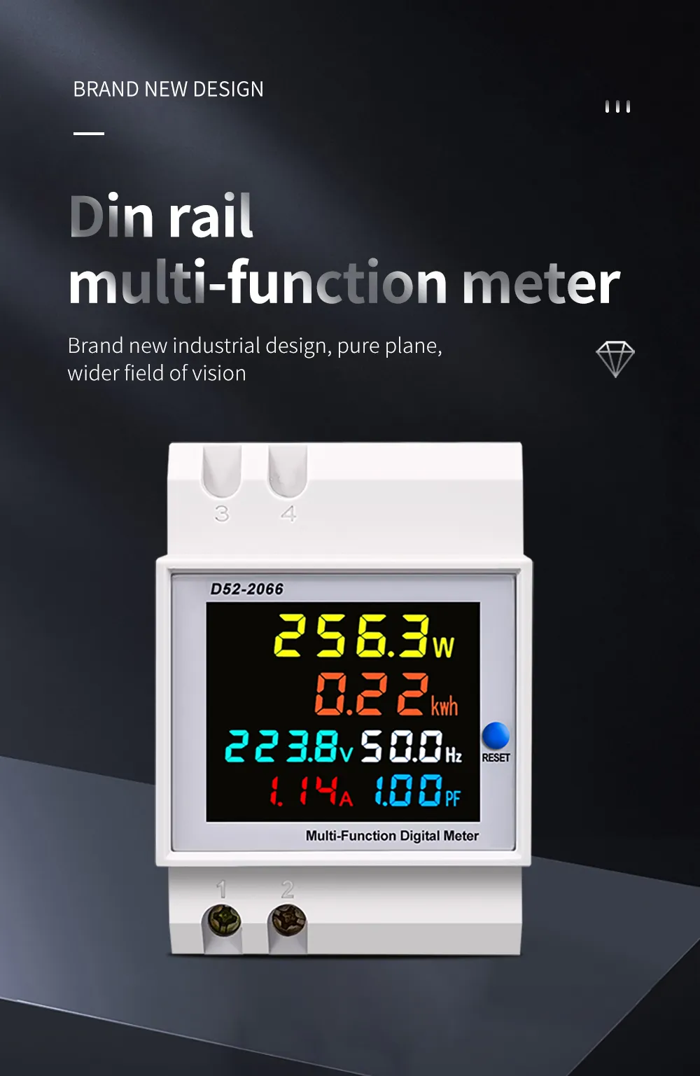 Compteur électrique Numérique D52-2047 - Mesure Courant, Tension, Facteur De Puissance - Neuf