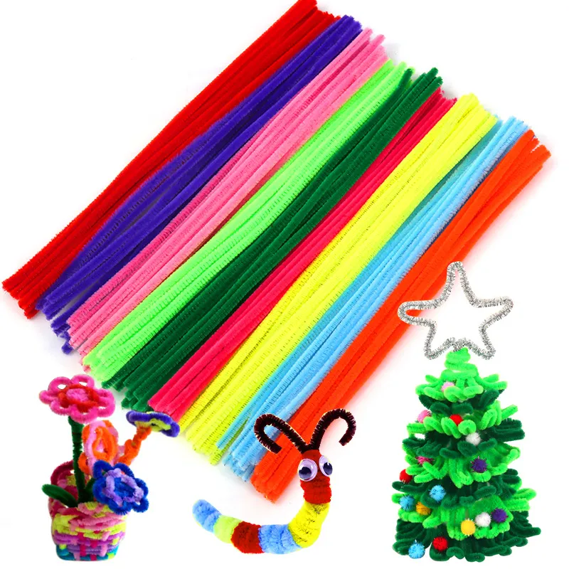 100pcs of Kid Creative Plush Chenille Sticks Chenille Stem Pipe Cleaner Hand Craft Educational Toy DIY handmade arts accessory