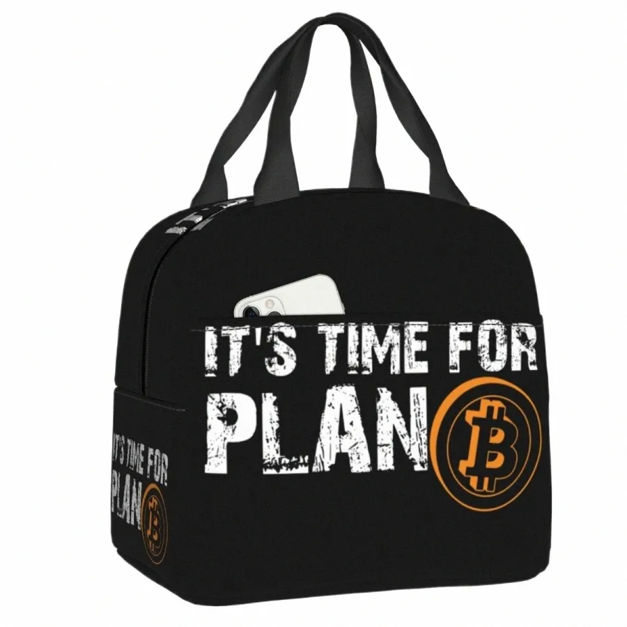 It's Time For Plan Bitcoin Lunch Bag Frauen Kryptowährung Blockchain Tragbare Kühler Thermal Isolierte Lunch Box Schule Lebensmittel Tasche j91j #