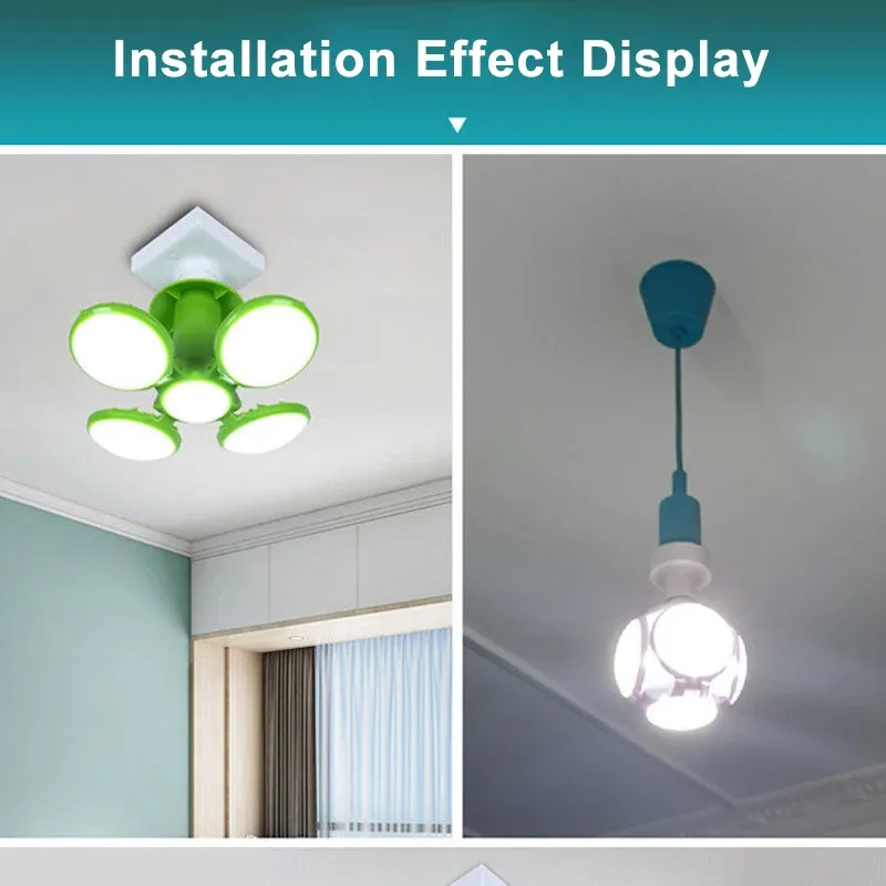 thumbnail image 2 of AMPrime 28W E27 LED Garage Light – Deformable 4-Leaf Ceiling Bulb, 6500K Cool White 2 of 4
