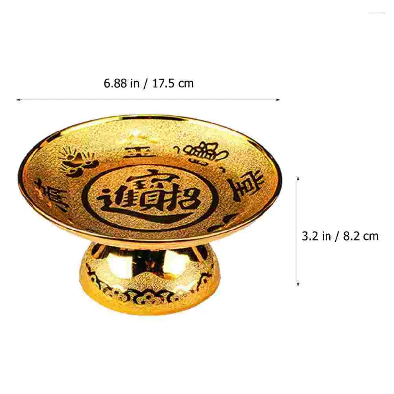 Schalen, 2 Stück, hohes Opfertablett, goldener Teller, Tempel-Obstschale, Sockel, PP-Tribut