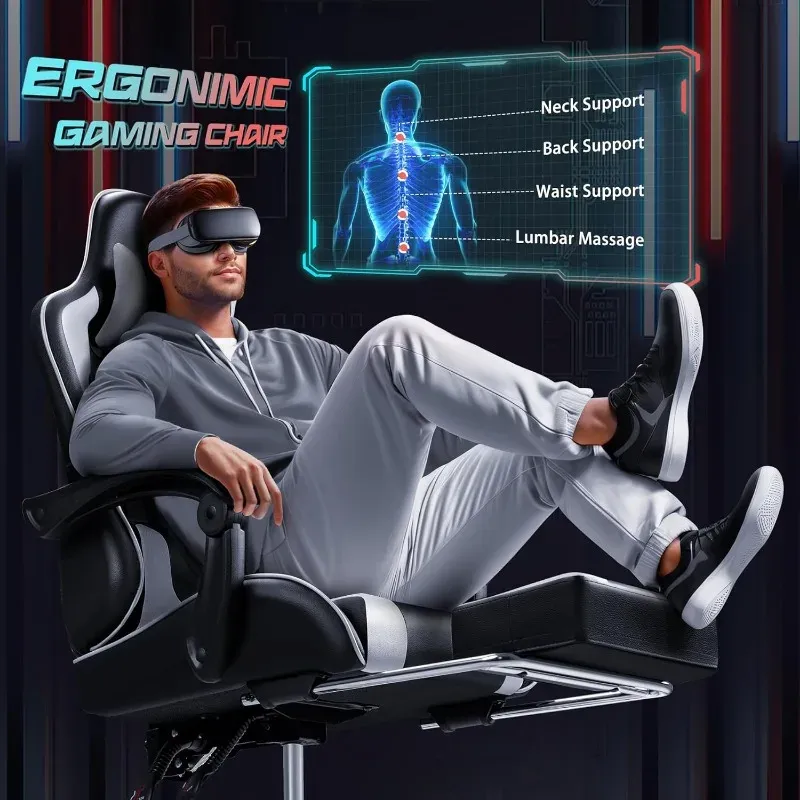 JUMMICO Jetstream Fauteuil De Bureau, Chaise Gaming Ergonomique avec Repose-Pieds, Chaise De Jeu avec Fonction De Massage, Chaise De Bureau À Élévation Pneumatique, 150 Kg, Noir JUMMICO Jetstream Fauteuil De Bureau, Chaise Gaming Ergonomique avec Repose-Pieds, Chaise De Jeu avec Fonction De Massage, Chaise De Bureau À Élévation Pneumatique, 150 Kg, Noir