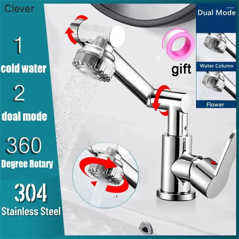 Bathroom Sink Faucets 360° Swivel Faucet Mixer Deck Mounted Splash Proof Water Tap Shower Head Aerators Tapware For