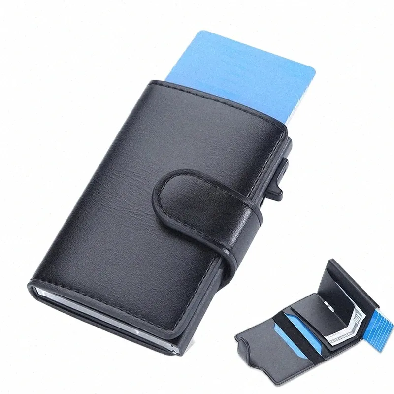 RFID Portfel karty Portfel Mężczyźni Slim Chorne Mini Bank Karta kredytowa Case Black Magic Trifold Minimalistę inteligentny portfel Porte carte x6vi#
