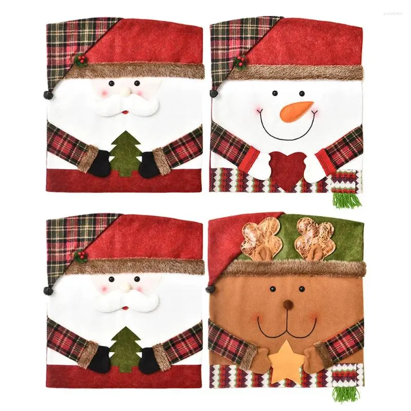 Capas de cadeira 2 pcs Natal jantar slipcovers bonito boneco de neve de Natal para feriado de banquete