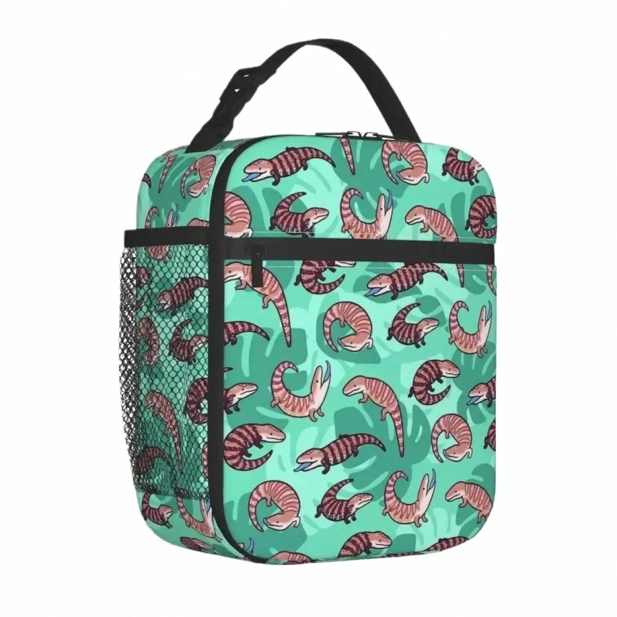 Bleu Tgue Skink Carto Lizard Halmahera Sac à lunch isolé Sac isotherme Lunch Ctainer Lunch Box Tote Girl Boy Office Outdoor M4o7 #