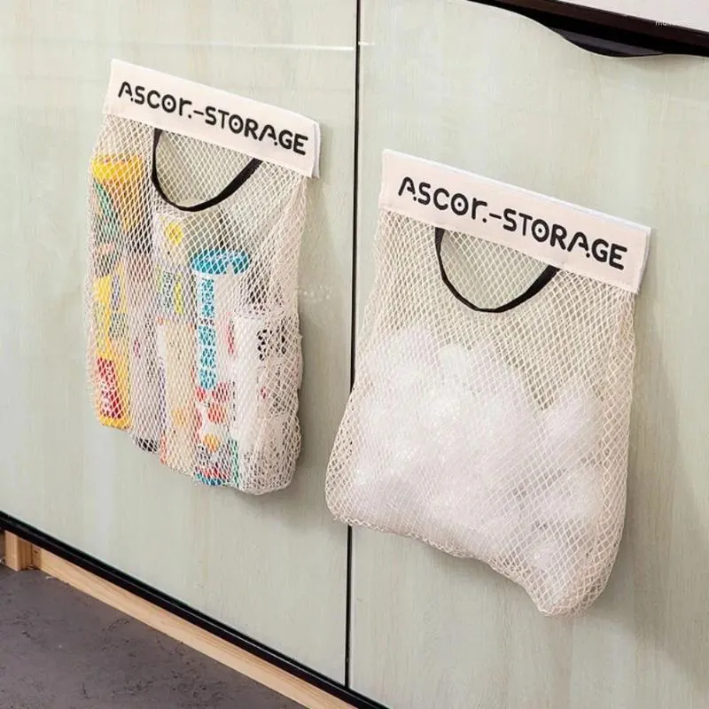 Storage Bags Wall Mounted Kitchen Hanging Mesh Bag Large Capacity Reusable Fruit Vegetable Net Polyester