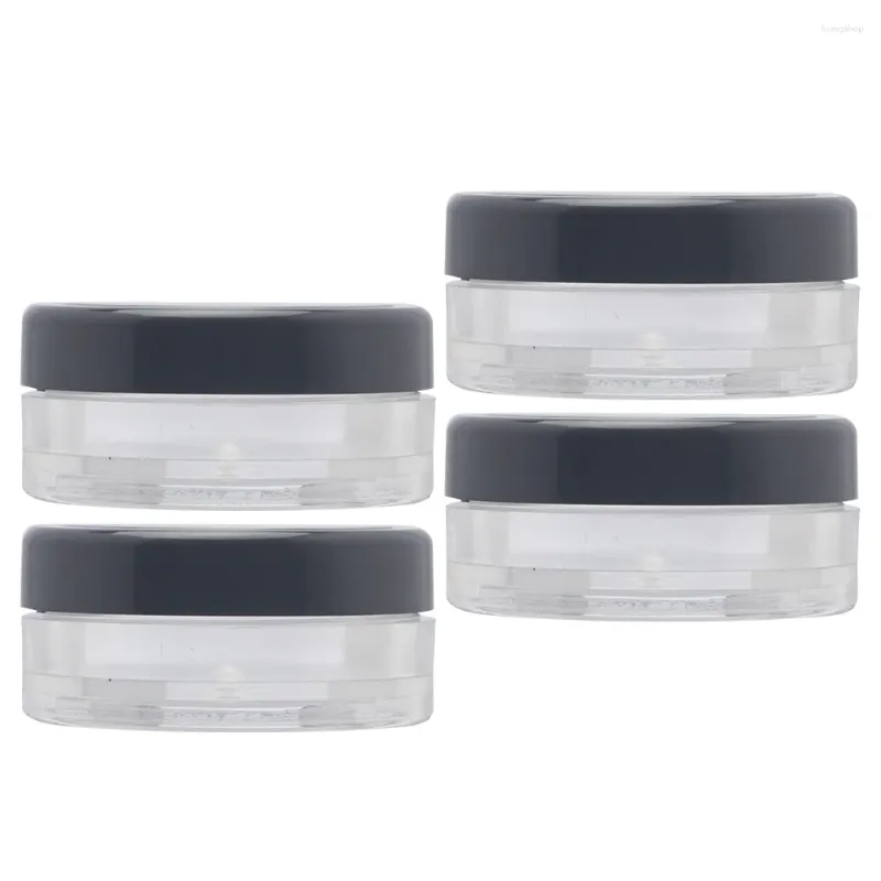 Botellas de almacenamiento 4 PCS Caja de polvo Cuerpo de contenedor pequeño para accesorios de viaje claros sueltos Maquillaje Blush