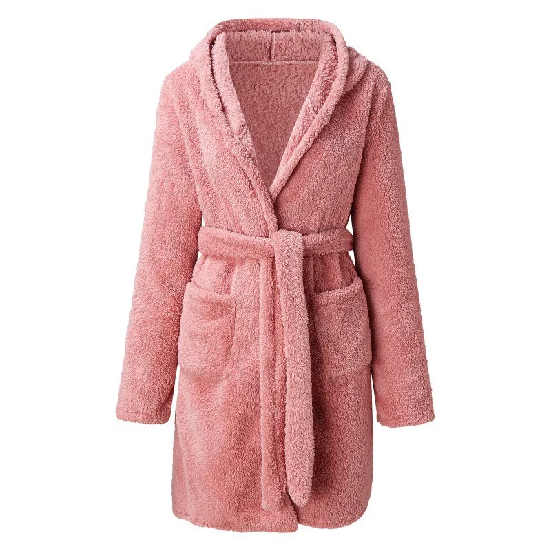 Long Hooded Coral Fleece Bathrobe for Women Winter Warm Thick Fluffy  Dressing Gown from Dhgate Girls' Capes and Jackets - price 249.44
