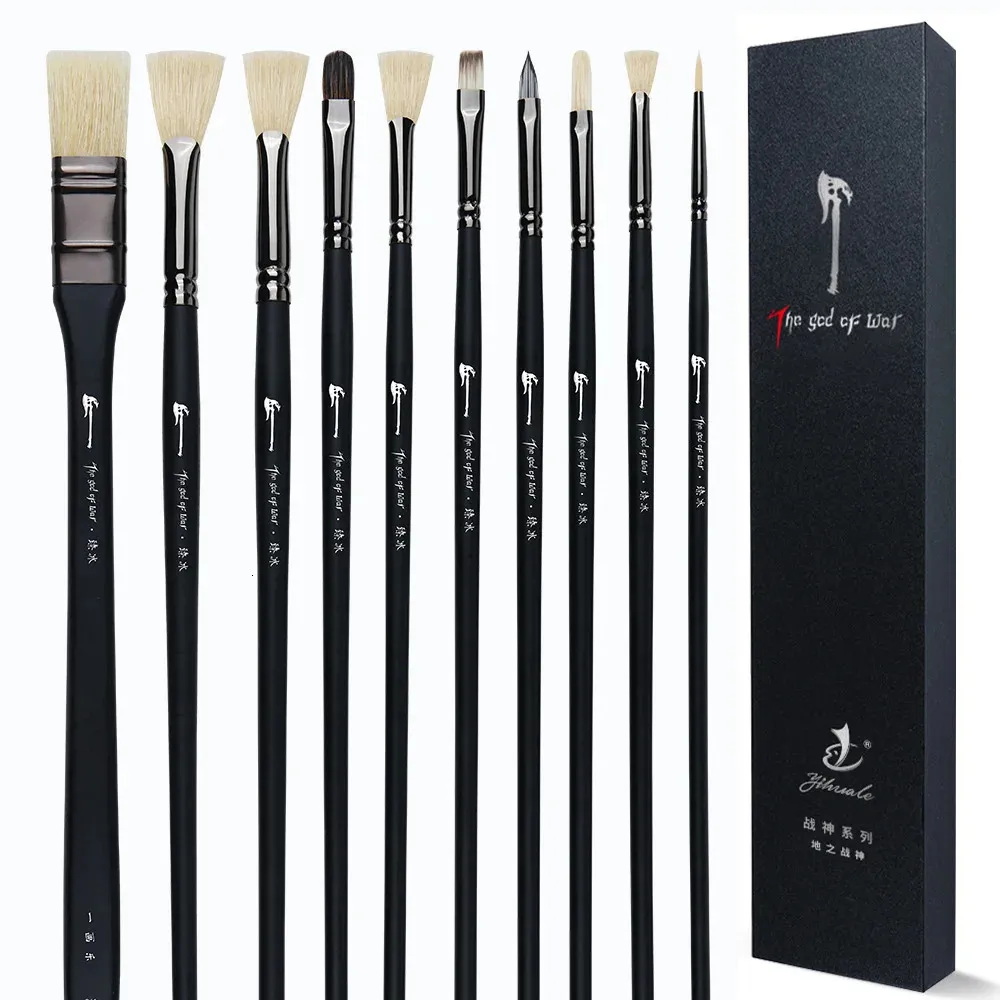 Set Di 10 Pennelli Per Pittura Acrilica Acquerello Olio Set Di 10 Pennelli Per Pittura - Per Acrilico, Acquerello, Olio, Gouache, Forme Diverse Set Pennelli Diverse Forme E Misure