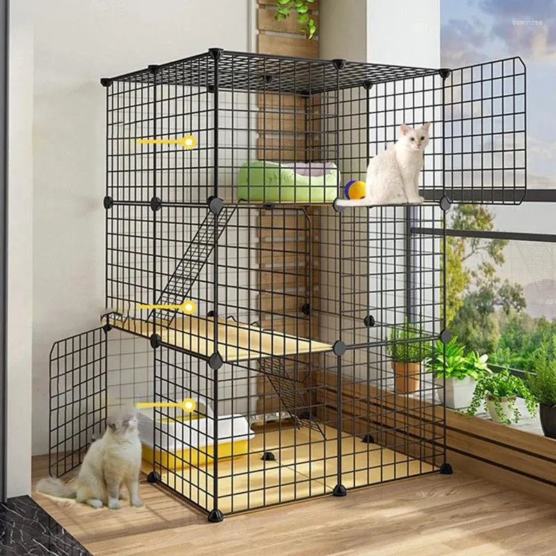 Cat Carriers Indoor House Creative Cages Home Luxus Villa Großer freier Platz mit Toiletten integrierter Müll moderne Vorräte