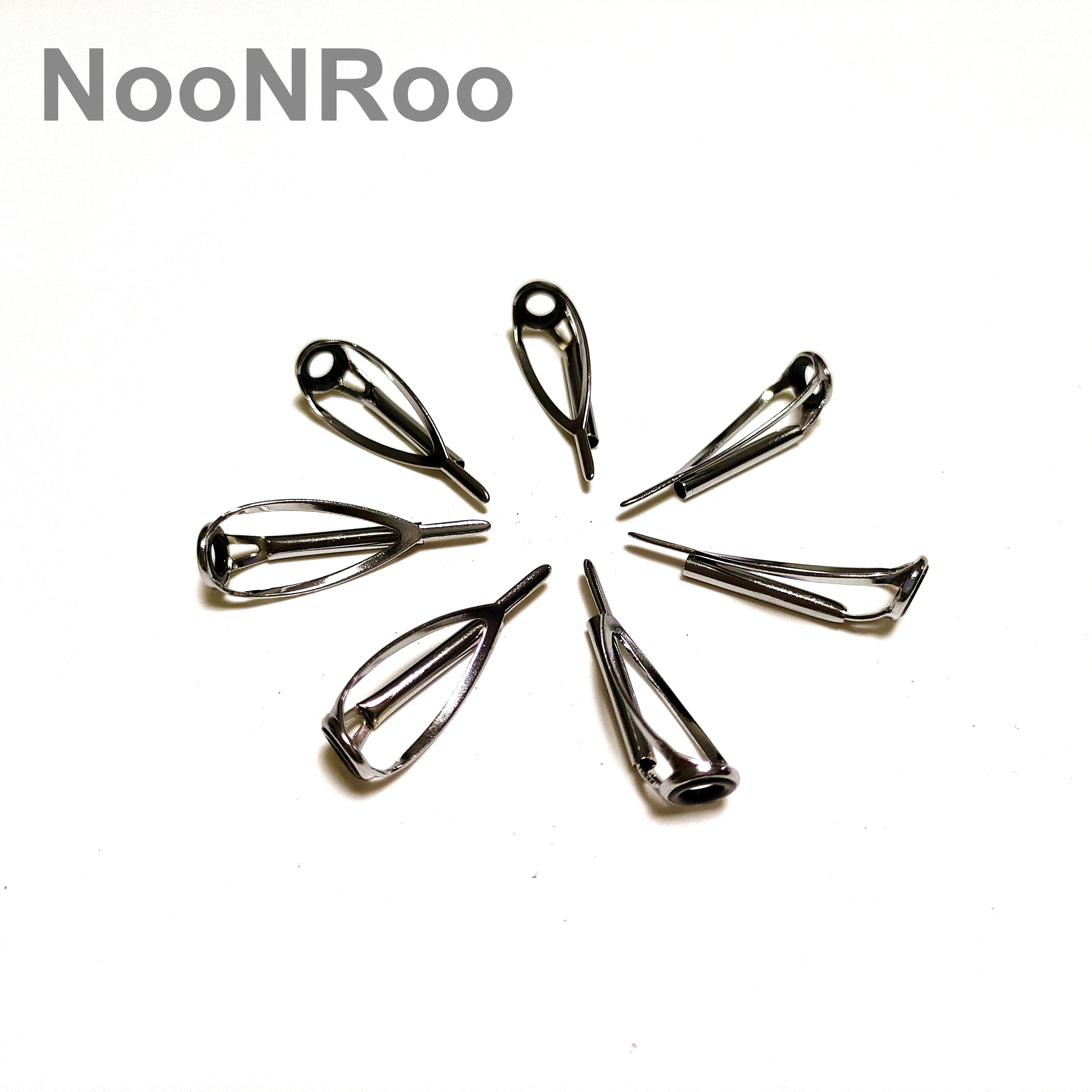 Noonroo-Fishing Rod Guide Tip Top för snurrgjutning, reparation av fiskestång, DIY-stångbyggnad, silver, svart, grå färg, MN #8,