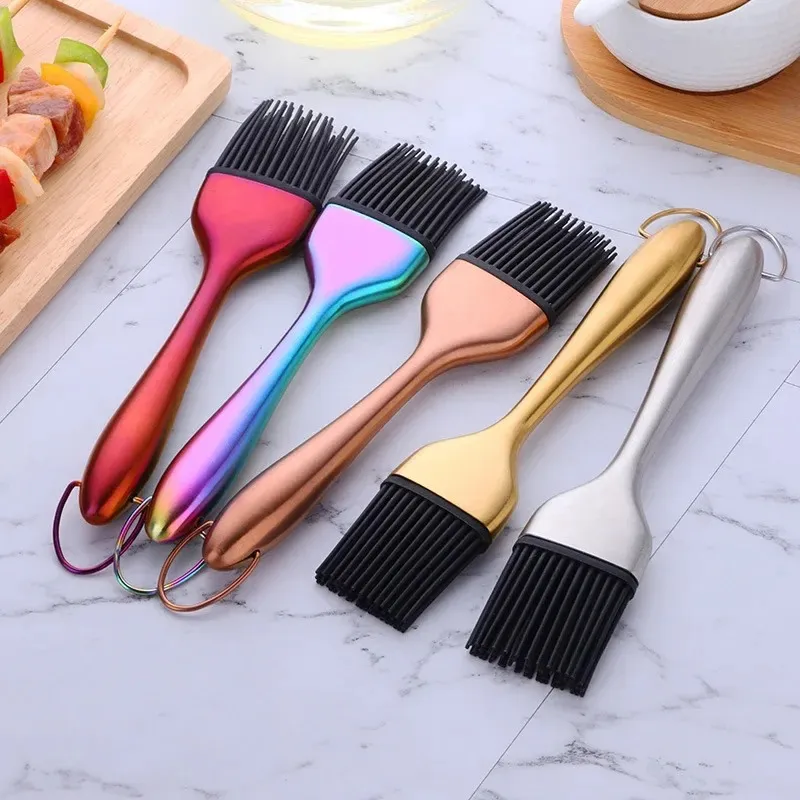 2024 Brosses d'huile Brushes en acier inoxydable Silicone BBQ Gilling Baking Cooking Prosses Barbecue Outils de cuisson Silicone Silicone