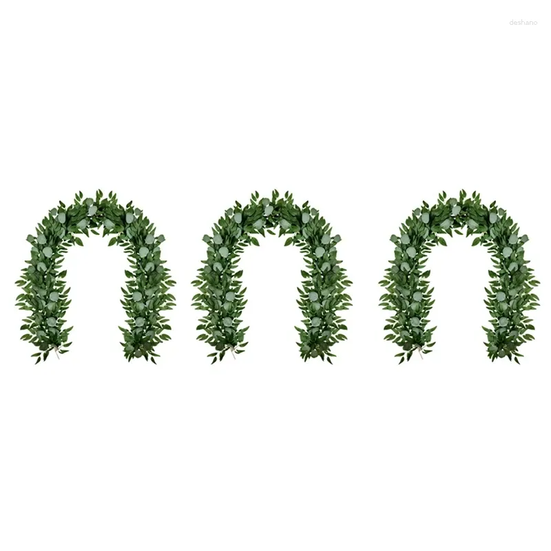 Decorative Flowers -3X Artificial Eucalyptus And Willow Vines Faux Garland Ivy For Wedding Backdrop Arch Wall Decor Table Runner Vine