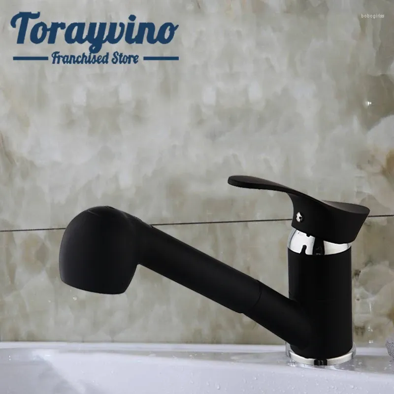 Badrumsvaskar kranar bassängen kran Torneiras Banheiro mässing Black Sprayer TAPS TAPS Single Hole Deck Mount Handle Mixer