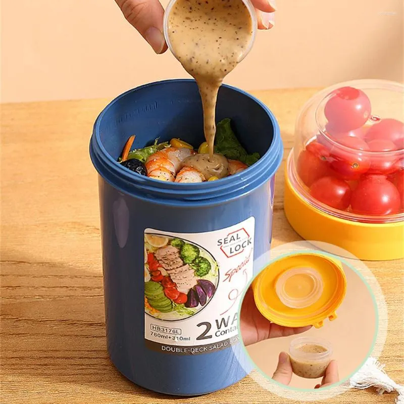 Tassen Einfache Frühstückstassen Versiegelter Salatbecher Lebensmittelbehälter Rotation Geöffnete Aufbewahrung Tragbare Saucenflasche Leicht