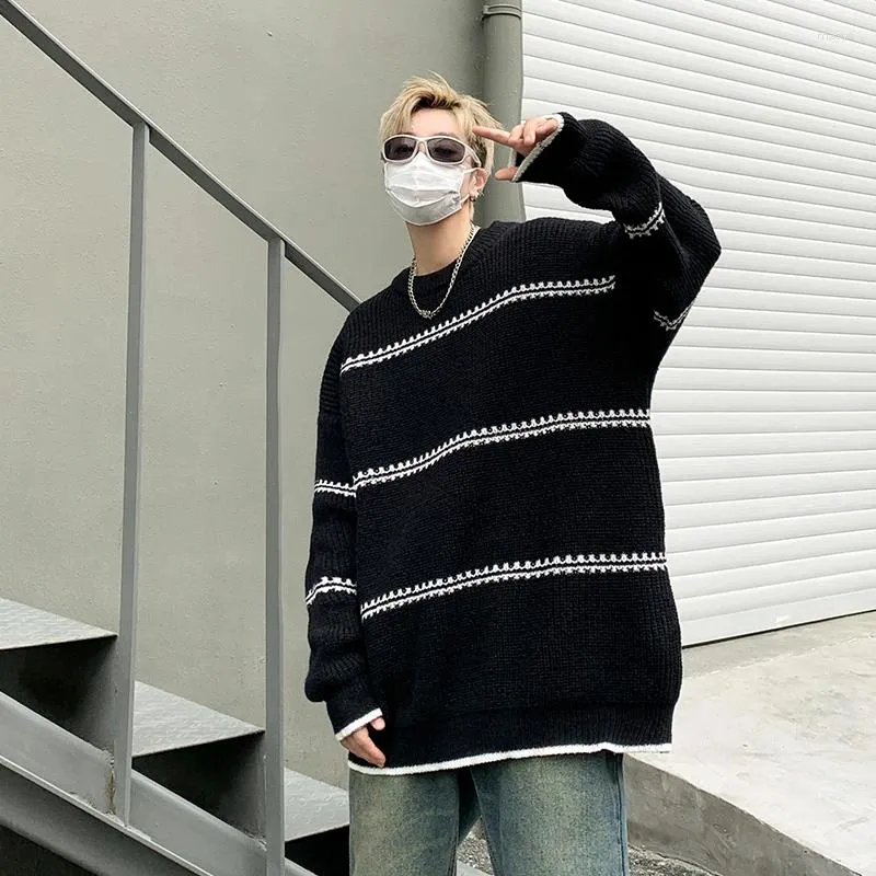 남자 스웨터 -아이스 풀오버 남성 스트리트웨어하라 주쿠 빈티지 니트 니트 니트 니트 니트 스웨터 겨울 한국 패션