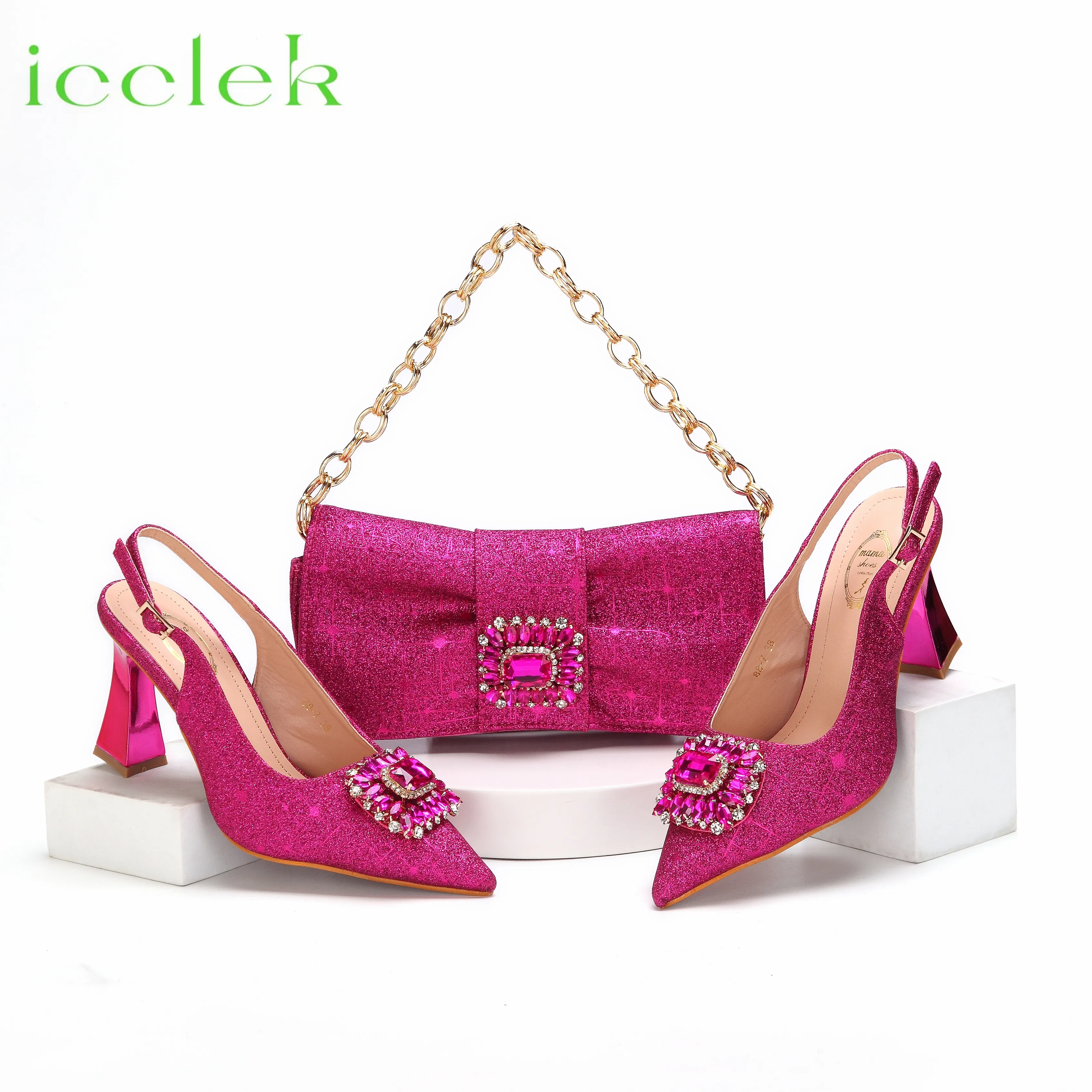 Elegant Fuchsia Chunky Heel Sandals with Matching Bag - Shop Now! Premium  Quality \u0026 Versatile Style from Dhgate Dress Shoes - price 68.74, image size:3390x3390