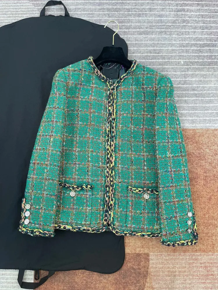 Nuovo top da donna di alta qualità, piccolo, profumato, in tweed di temperamento, tessuto a vento, in tweed grossolano