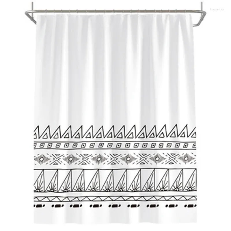 Zasłony prysznicowe Czech Kurtyny Czarno -biały geometryczny tassel