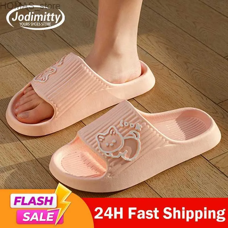 Heimschuhe 2024 Heiße Frauen Wolkenschuhen Katzenrutschen Sommerstrand Dicke Plattform Slipper Weiche Sohle Sandalen Eva Paar Home Flip Flops Schuhe Y240401