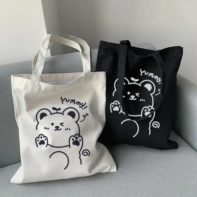 Tas Vrouwen Korea Ulzzang Cartoon Kawaii Canvas Grote Capaciteit Harajuku Dames Schouder Fun Leuke Y2k Shopper