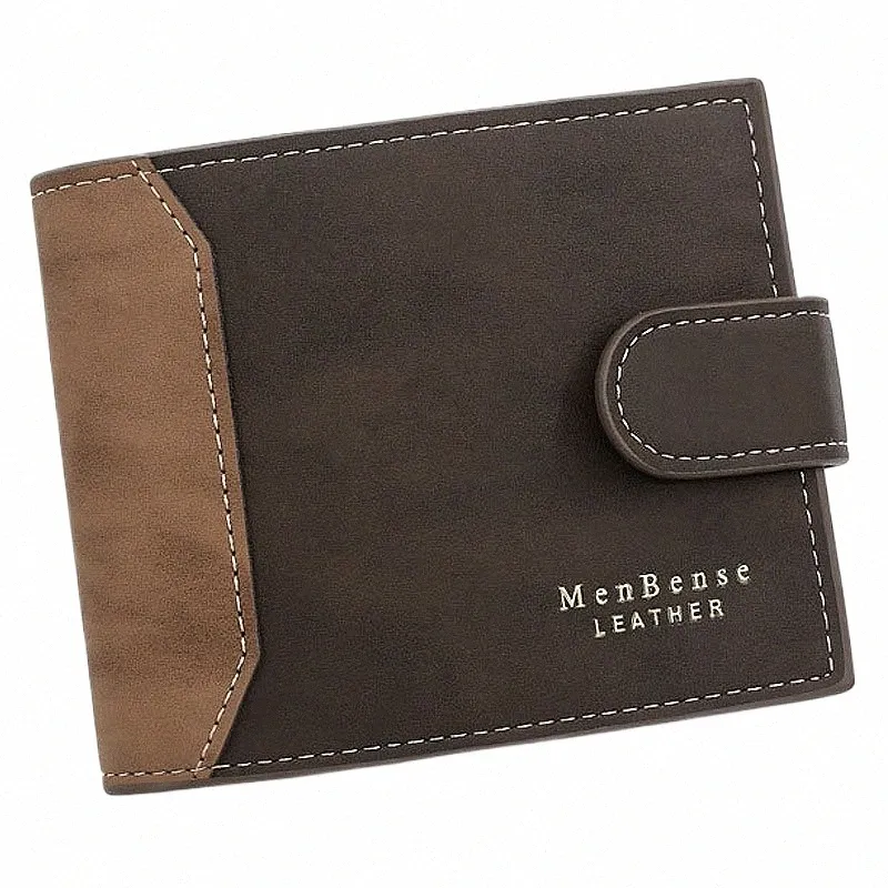 Nouveaux hommes courts portefeuilles porte-cartes mince qualité PU marque en cuir portefeuille masculin petit porte-photo 3 fois sac givré sacs à main pour hommes 31Cp #