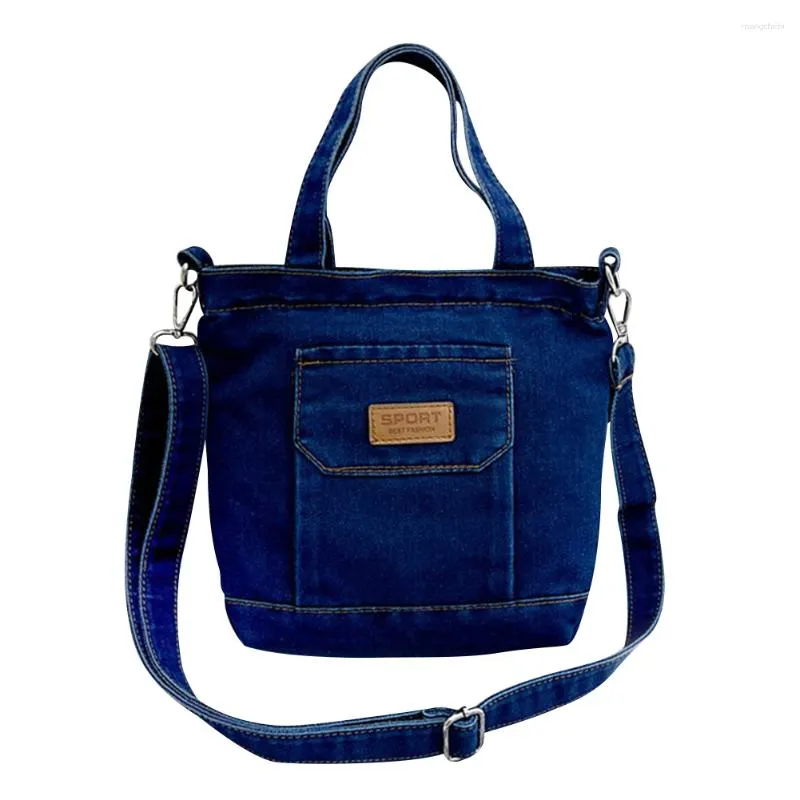 Totes Borsa da donna alla moda Tote Shopper in denim Spallacci regolabili con tasche Chiusura con cerniera Quotidiana e borsa