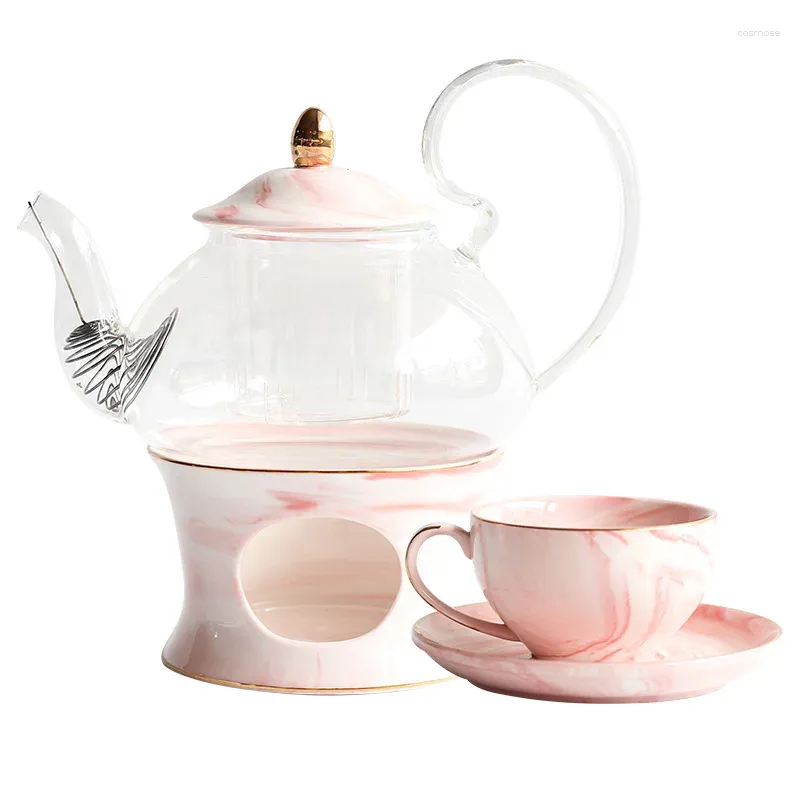 Наборы чайной посуды Цветочный чайник-мрамор Керамический стеклянный чайник-свеча с подогревом Чайный сервиз-чайник