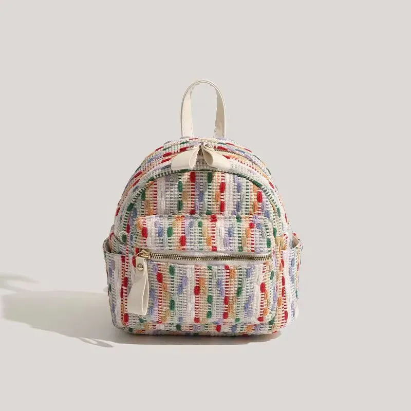 Mode Dames lente en zomer burst regenboogkleur canvas gevlochten grote capaciteit Tote tassen schoudertassen crossbody tas boodschappentas strandtassen Commuter tas