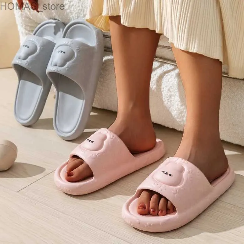 hemskor sommarpar non-halp mjuk sula söt kanin design glider lithe mysiga sandaler män kvinnor avslappnade tofflor damer hem flip flops y240401