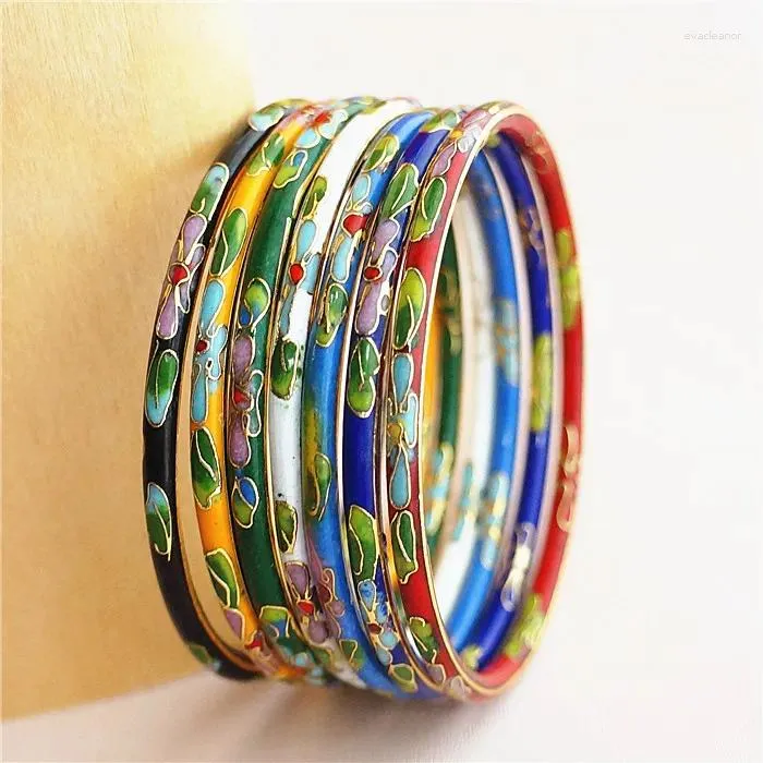 Bangle Multicolor Thin Vintage Cloisonne Enamel Ladies Ethnic Bracelet Chinese Traditional Handcrafts Jewelry Fashion Accessorie