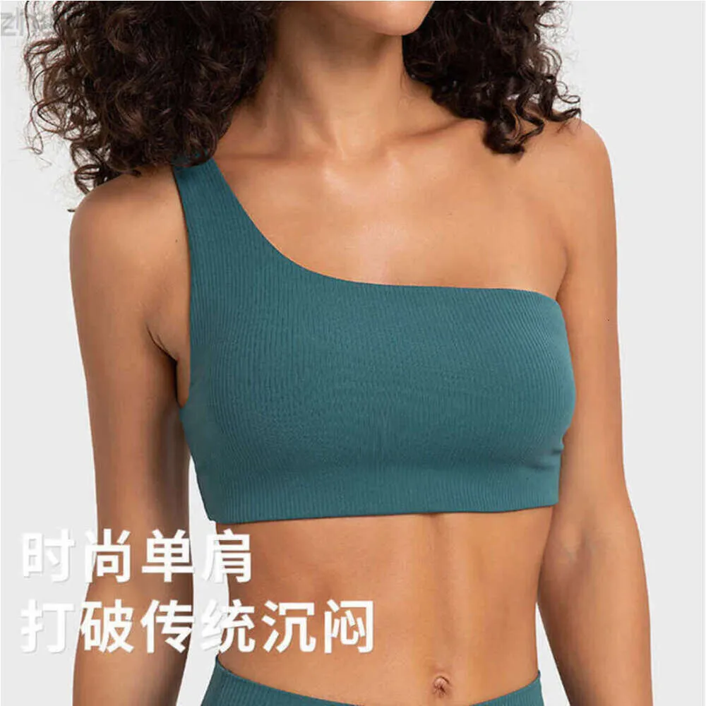 Desginer Bras Lululemmon Same Sports Tank Top Sexy Irregular Diagonal Shoulder Strap Water Drop Shbeauty Back Fitness 24SS