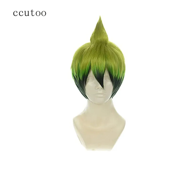 Perucas ccutoo exorcista Amaimon 12 "Mistura curta de ombre verde de masculino