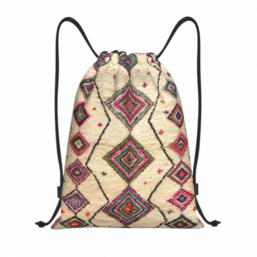 moroccan Berber Rug Boho Style Drawstring Bag Women Men Lightweight Antique Bohemian Geometric Sports Gym Storage Backpack q206#