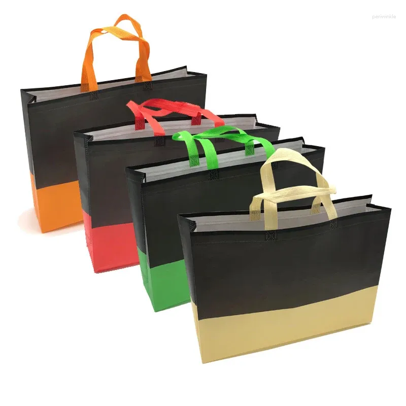 Storage Bags Women Reusable Contrast Shopping Bag Non-woven Large Capacity Travel Female Handbag Grocery Tote Eco