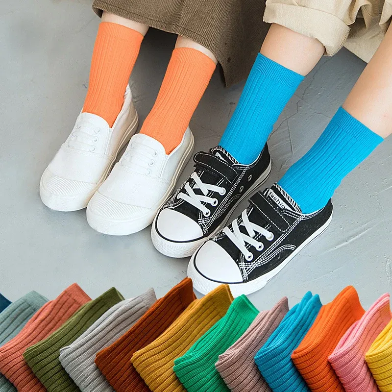 Kids Spring Socks, Colorful Cotton Double Needle Tube Socks for Boys ...