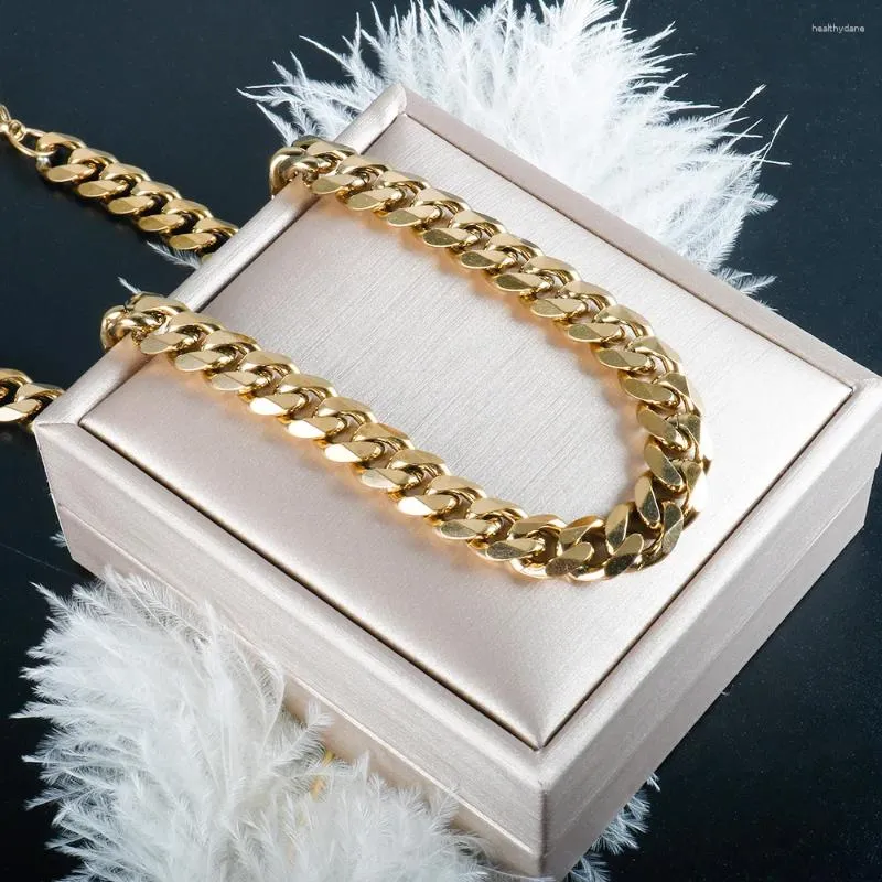Anhänger Halsketten Edelstahl Kubanische Dicke Schlüsselbein Kette Halskette Für Frauen Mädchen Männer Dekoration Großhandel Klassische Schmuck Geschenk