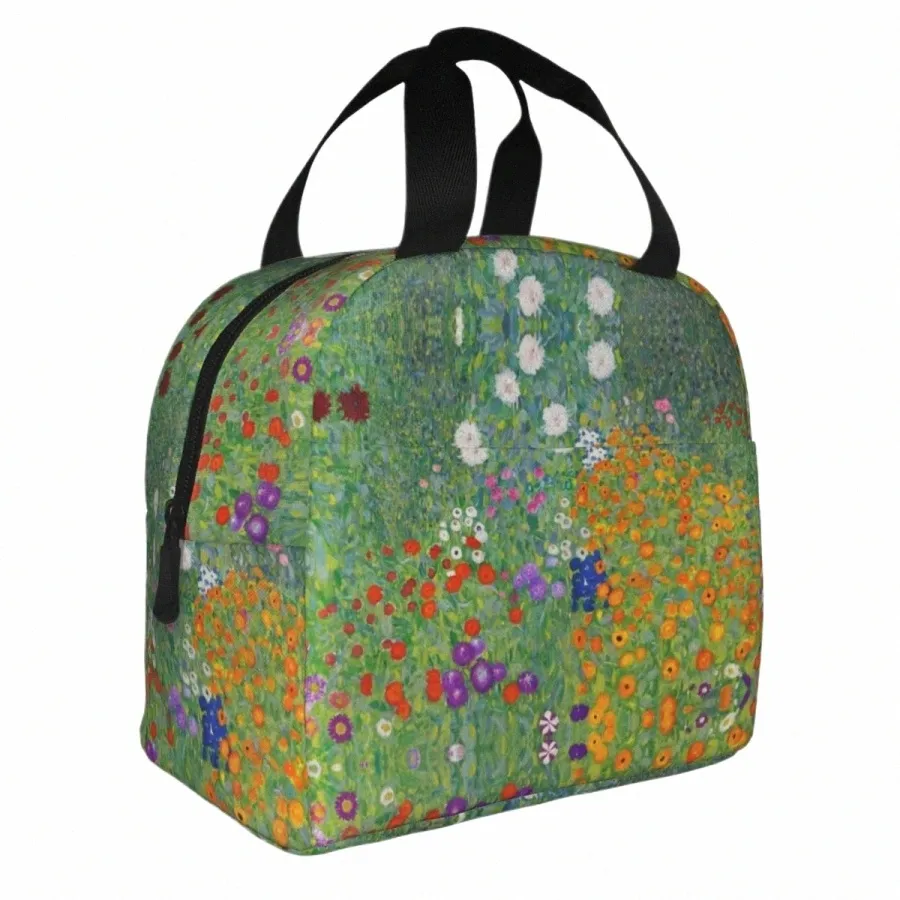 Gustav Klimt Fr Garden Isolados Lunch Bags Vincent Van Gogh Reutilizável Cooler Bag Tote Lunch Box College Travel Food Handbags m2pt #