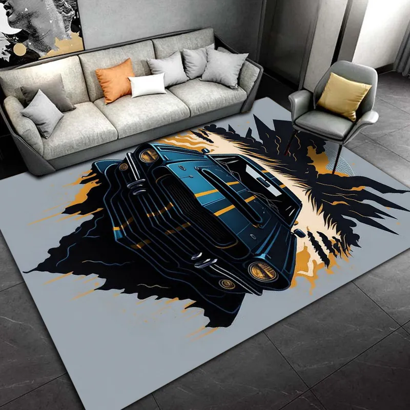 Automotive Themed Area Rug: Graphic Race Car Design 2025, Soft, Non ...
