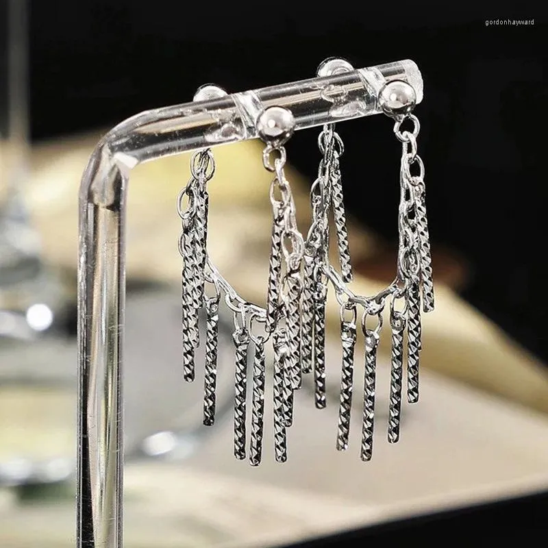 Boucles d'oreilles pendantes avec pompon, longues et exagérées, hip-hop, boîte de nuit, chaîne en métal, bijoux