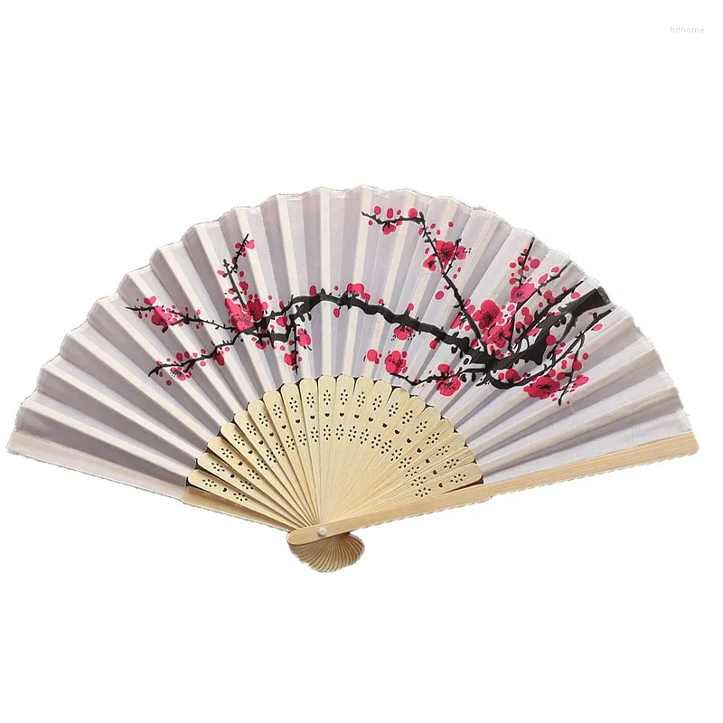 Dekorativa figurer Klassisk Lady Folding Dance Fan 4st Vintage Chinese Style Women Bamboo Silk Hand Portable Abanicos Para Boda