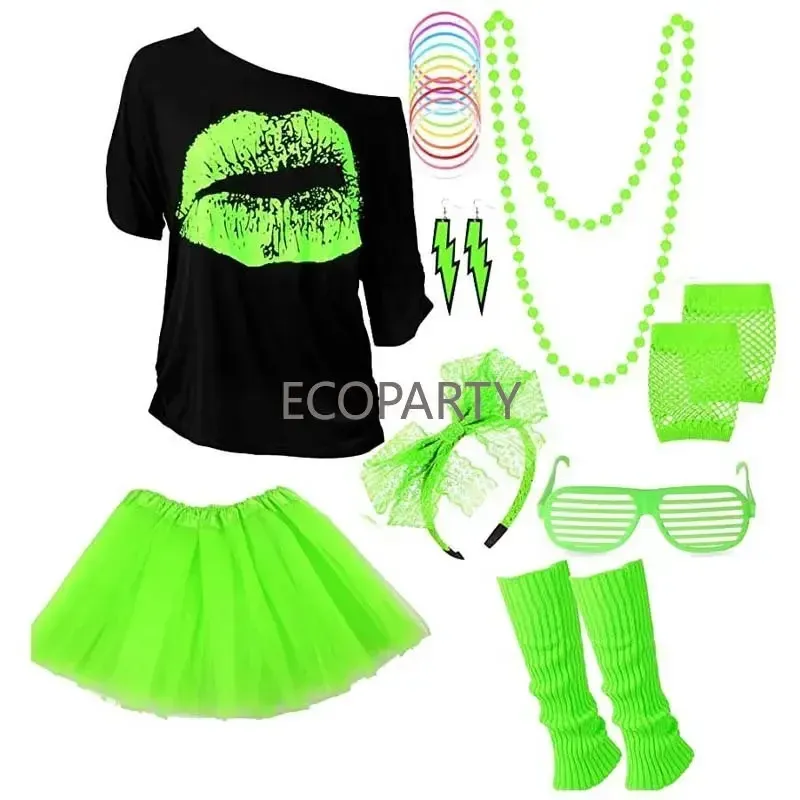 2024Womens 80s Cosplay Costume Retro Party, Halloween Disfraz