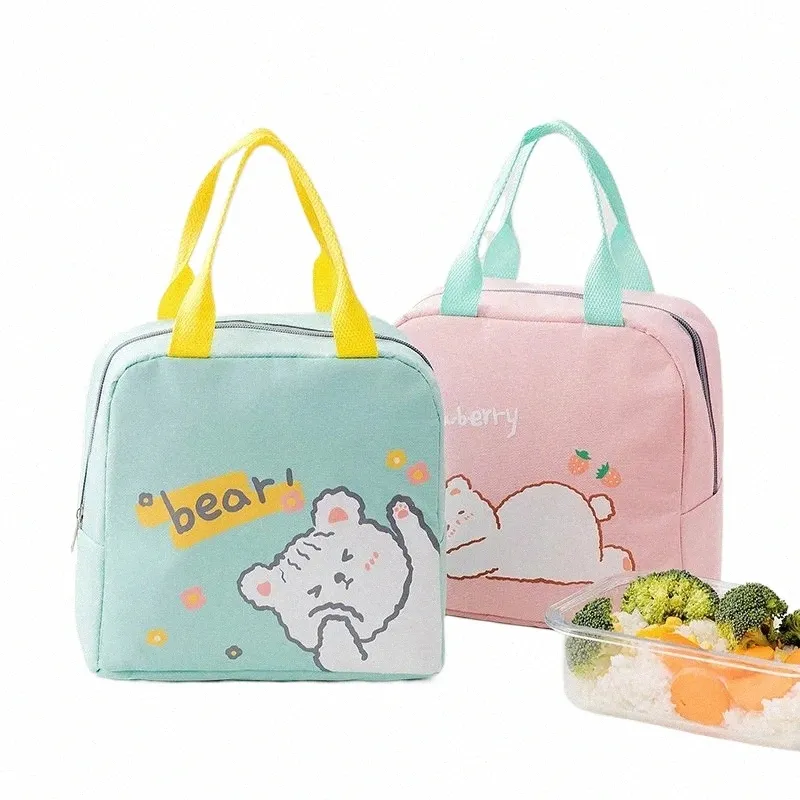 Barnskola Lunch Box Portable Lunch Bag Box Thermal Isolated Box Tote Cooler Bag Bento Pouch Lunch Ctayer J7CF#