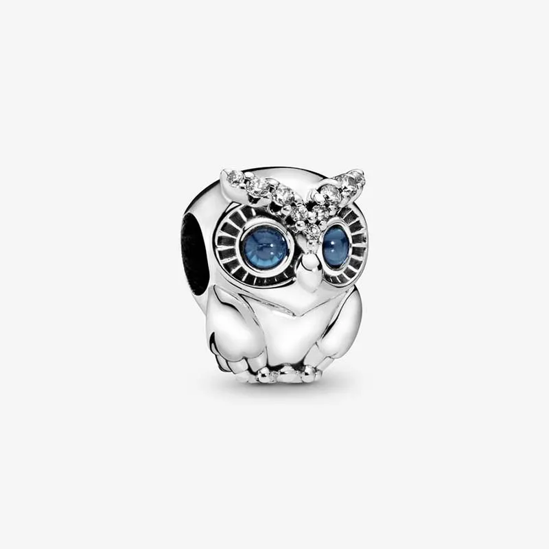 Top Quality Sparkling Owl Charm Pandoras 925 Sterling Silver Luxury Charm Set Pulseira Fazendo Beads Charms Designer Colar Pingente Caixa Original Atacado