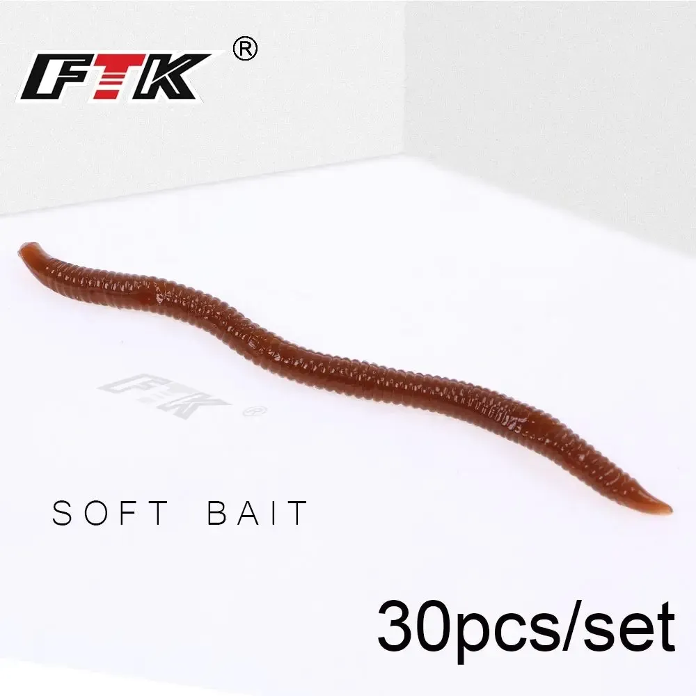 30-Pack 7.5 cm Earthworm Silicone Soft Fish Baits with Blood Insect ...