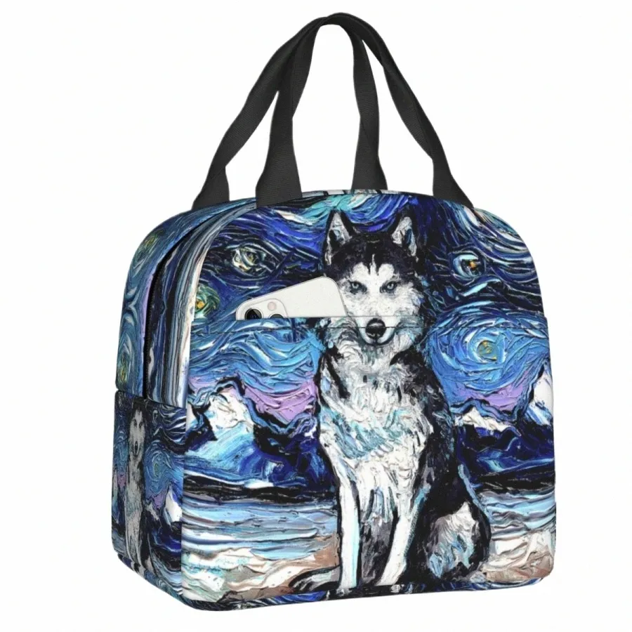 Siberian Husky Dog Lunch Box Leakproof Warm Cooler Thermal Food Isolado Lunch Bag para Mulheres Escola Portátil Tote Ctainer y5ZP #