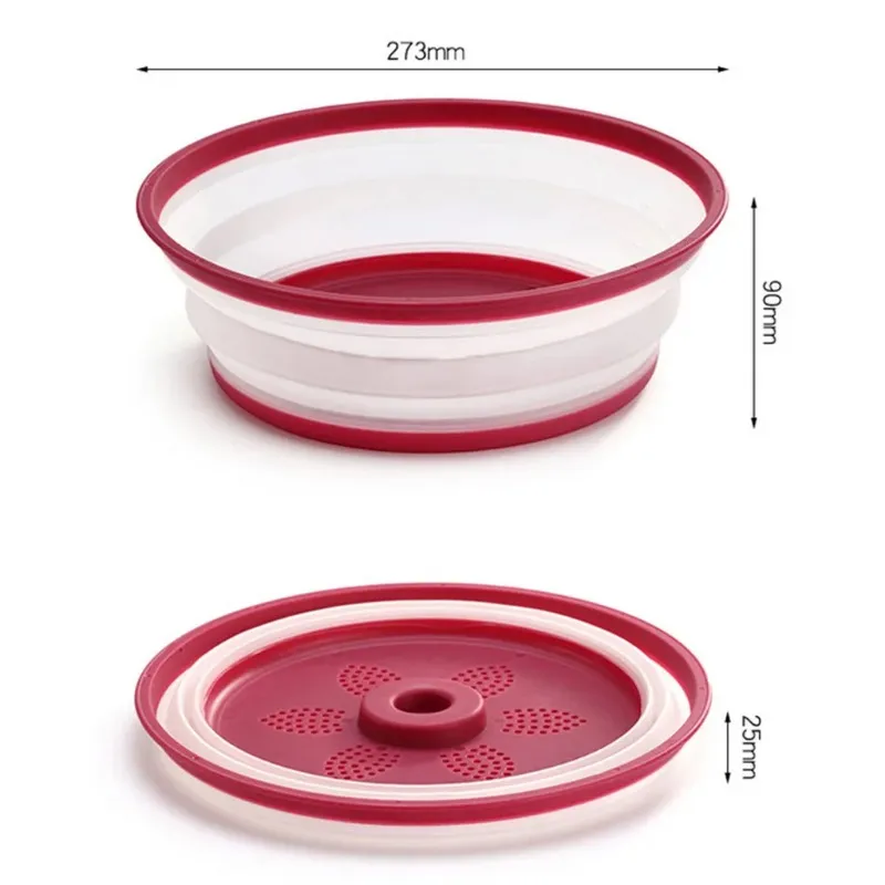 2024 Compappible Microwave Cover Lock Folding Plate Cover Colander Filer Fruktgrönsaker Tvättkorgplatta Lock Lid Köksverktyg 1. För