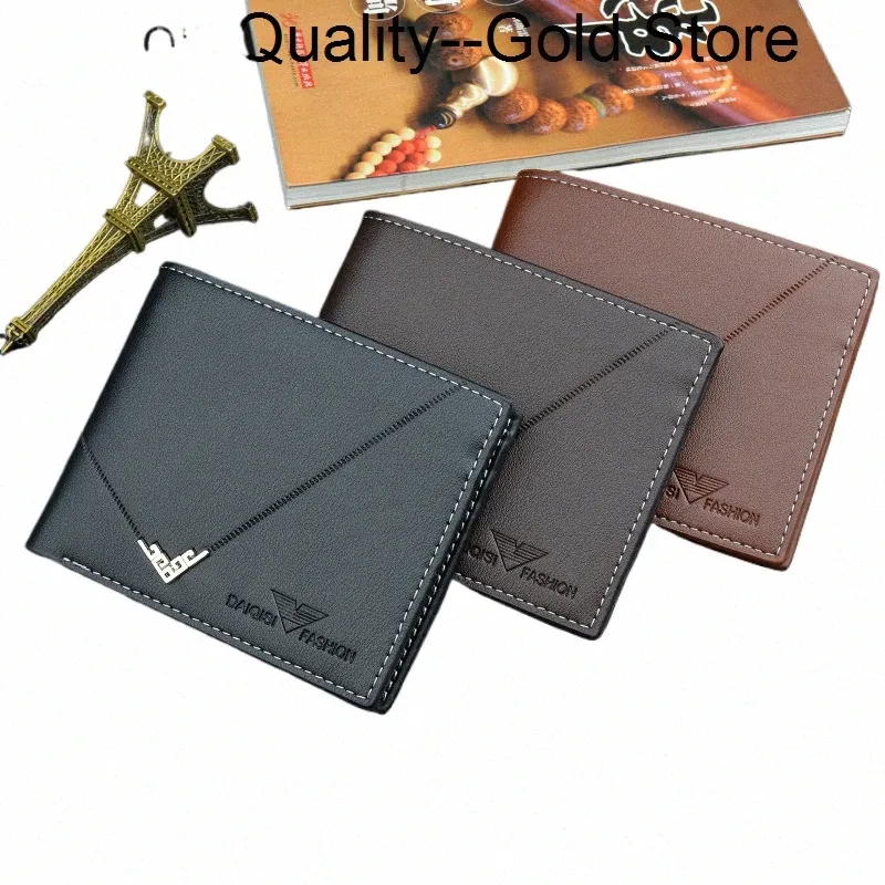 fi PU Leather Mens Wallet Three Fold Thin s Credit Card Holder Youth Student Coin Purse Standard For Men P6As#